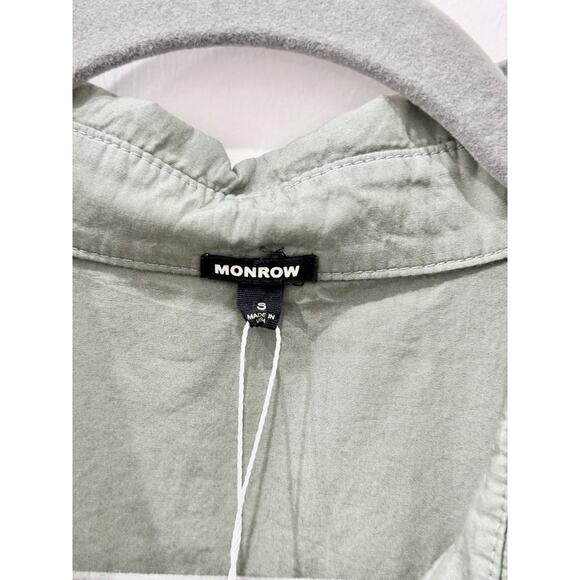 Monrow Organic Cotton Button Mini Shirt Dress Laurel Green Women's Size Small - Picture 5 of 6